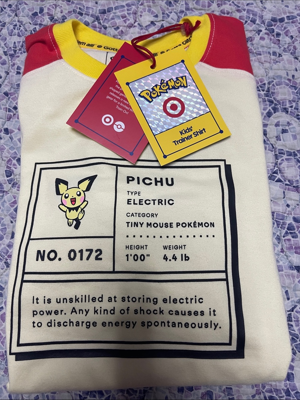 Target X Pok’emon Pichu Kids Trainer Shirt - Cream with Yellow & Red Accents